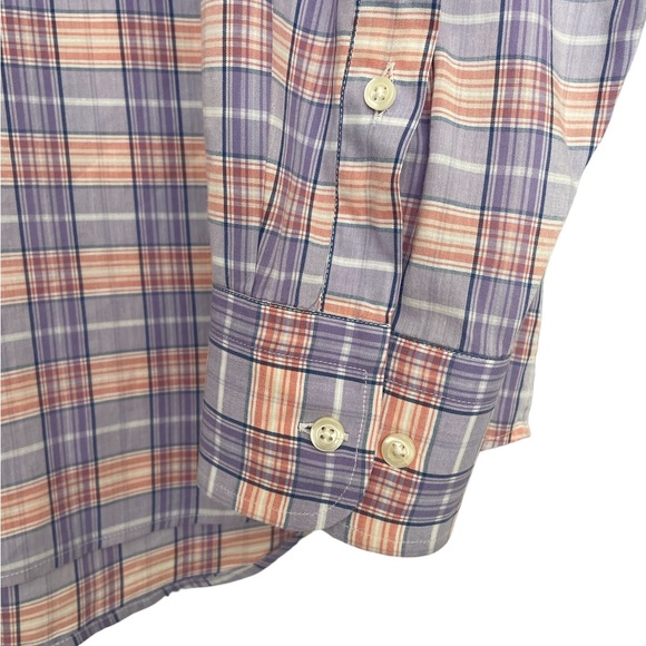 Peter Millar Mens Plaid Lavender Coral Button Front Shirt Top Mens EUC Size XL - Picture 3 of 8